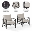 Crosley Furniture Kaplan Metal Fabric Arm Chair in Oil Bronze/Oatmeal (Set of 2)