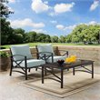 Crosley Furniture Kaplan 3Pc Fabric Conversation Set in Oil Bronze/Mist Green