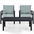 Crosley Furniture Kaplan 3Pc Fabric Conversation Set in Oil Bronze/Mist Green