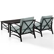 Crosley Furniture Kaplan 3Pc Fabric Conversation Set in Oil Bronze/Mist Green