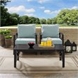 Crosley Furniture Kaplan 3Pc Fabric Conversation Set in Oil Bronze/Mist Green