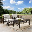 Crosley Furniture Kaplan 3Pc Fabric Conversation Set in Oil Bronze/Oatmeal