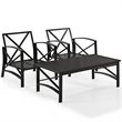 Crosley Furniture Kaplan 3Pc Fabric Conversation Set in Oil Bronze/Oatmeal