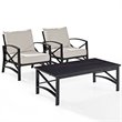 Crosley Furniture Kaplan 3Pc Fabric Conversation Set in Oil Bronze/Oatmeal
