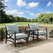 Crosley Furniture Kaplan 3Pc Fabric Conversation Set in Oil Bronze/Mist Green