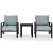 Crosley Furniture Kaplan 3Pc Fabric Conversation Set in Oil Bronze/Mist Green