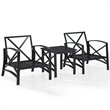 Crosley Furniture Kaplan 3Pc Fabric Conversation Set in Oil Bronze/Mist Green