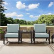 Crosley Furniture Kaplan 3Pc Fabric Conversation Set in Oil Bronze/Mist Green