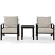 Crosley Furniture Kaplan 3Pc Fabric Conversation Set in Oil Bronze/Oatmeal