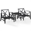 Crosley Furniture Kaplan 3Pc Fabric Conversation Set in Oil Bronze/Oatmeal