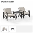 Crosley Furniture Kaplan 3Pc Fabric Conversation Set in Oil Bronze/Oatmeal