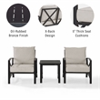 Crosley Furniture Kaplan 3Pc Fabric Conversation Set in Oil Bronze/Oatmeal
