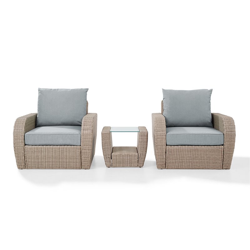 Crosley St Augustine 3 Piece Patio Conversation Set In Mist And