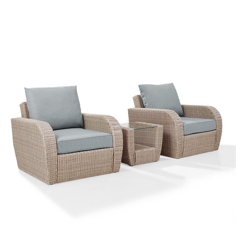 Crosley St Augustine 3 Piece Patio Conversation Set In Mist And