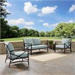 Crosley Furniture Kaplan 3Pc Fabric Sofa Set in Oil Rubbed Bronze/Mist Green