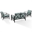 Crosley Furniture Kaplan 3Pc Fabric Sofa Set in Oil Rubbed Bronze/Mist Green
