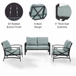 Crosley Furniture Kaplan 3Pc Fabric Sofa Set in Oil Rubbed Bronze/Mist Green