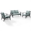 Crosley Furniture Kaplan 3Pc Fabric Sofa Set in Oil Rubbed Bronze/Mist Green