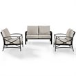 Crosley Furniture Kaplan 3Pc Fabric Sofa Set in Oil Rubbed Bronze and Oatmeal