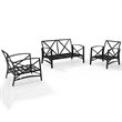 Crosley Furniture Kaplan 3Pc Fabric Sofa Set in Oil Rubbed Bronze and Oatmeal