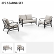 Crosley Furniture Kaplan 3Pc Fabric Sofa Set in Oil Rubbed Bronze and Oatmeal