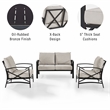 Crosley Furniture Kaplan 3Pc Fabric Sofa Set in Oil Rubbed Bronze and Oatmeal