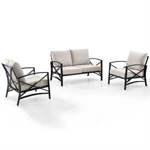 crosley kaplan 3 piece patio sofa set in oil rubbed bronze and oatmeal
