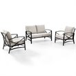 Crosley Furniture Kaplan 3Pc Fabric Sofa Set in Oil Rubbed Bronze and Oatmeal