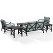 Crosley Furniture Kaplan 6Pc Fabric Sofa Set in Oil Rubbed Bronze/Mist Green