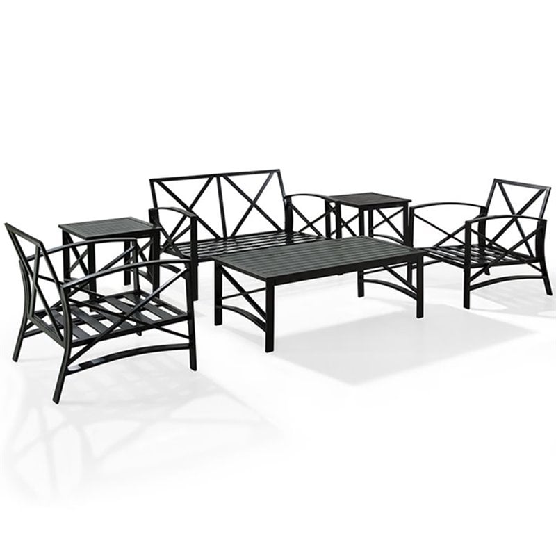 Crosley Furniture Kaplan 6Pc Fabric Sofa Set in Oil Rubbed Bronze/Mist Green