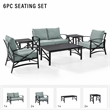 Crosley Furniture Kaplan 6Pc Fabric Sofa Set in Oil Rubbed Bronze/Mist Green