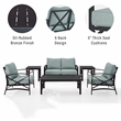 Crosley Furniture Kaplan 6Pc Fabric Sofa Set in Oil Rubbed Bronze/Mist Green