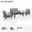 Crosley Furniture Kaplan 4Pc Fabric Sofa Set in Oil Rubbed Bronze/Mist Green