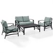 Crosley Furniture Kaplan 4Pc Fabric Sofa Set in Oil Rubbed Bronze/Mist Green