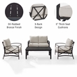 Crosley Furniture Kaplan 4Pc Fabric Sofa Set in Oil Rubbed Bronze and Oatmeal