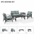 Crosley Furniture Kaplan 5Pc Fabric Sofa Set in Oil Rubbed Bronze/Mist Green