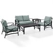 Crosley Furniture Kaplan 5Pc Fabric Sofa Set in Oil Rubbed Bronze/Mist Green