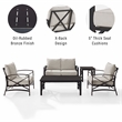 Crosley Furniture Kaplan 5Pc Fabric Sofa Set in Oil Rubbed Bronze and Oatmeal