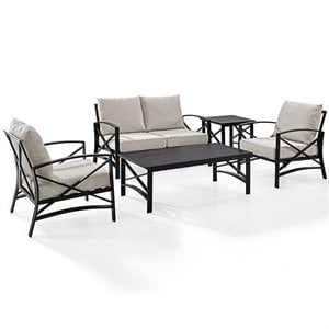 crosley kaplan patio sofa set in oil rubbed bronze and oatmeal