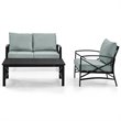 Crosley Furniture Kaplan 3Pc Fabric Sofa Set in Oil Rubbed Bronze/Mist Green