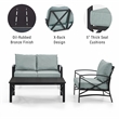 Crosley Furniture Kaplan 3Pc Fabric Sofa Set in Oil Rubbed Bronze/Mist Green