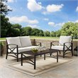 Crosley Furniture Kaplan 3Pc Patio Fabric Sofa Set in Oil Rubbed Bronze/Oatmeal