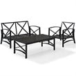 Crosley Furniture Kaplan 3Pc Patio Fabric Sofa Set in Oil Rubbed Bronze/Oatmeal