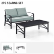 Crosley Furniture Kaplan 2 Piece Patio Fabric Sofa Set in Mist Green