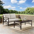 Crosley Furniture Kaplan 2Pc Fabric Sofa Set in Oil Rubbed Bronze and Oatmeal
