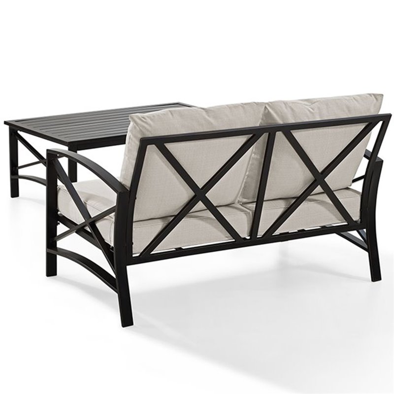 Crosley Furniture Kaplan 2Pc Fabric Sofa Set in Oil Rubbed Bronze and Oatmeal