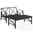 Crosley Furniture Kaplan 2Pc Fabric Sofa Set in Oil Rubbed Bronze and Oatmeal