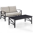 Crosley Furniture Kaplan 2Pc Fabric Sofa Set in Oil Rubbed Bronze and Oatmeal