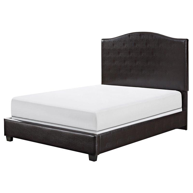 Crosley Bellingham Faux Leather Upholstered King Panel Bed In Brown