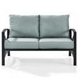 Crosley Furniture Kaplan Metal Patio Loveseat in Oil Bronze and Mist Green